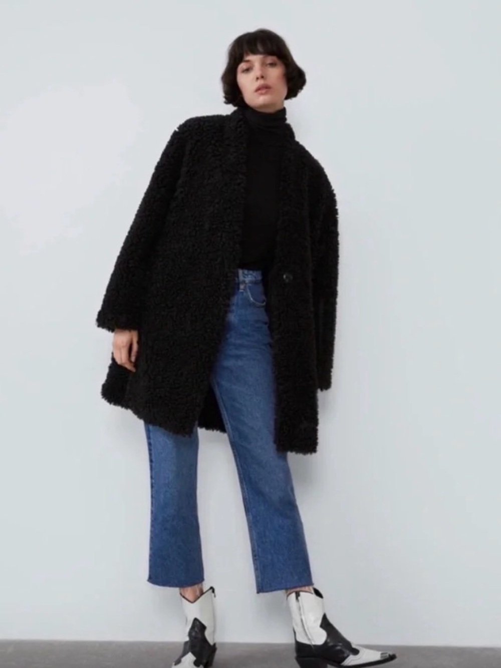 Zara Black Teddy Coat